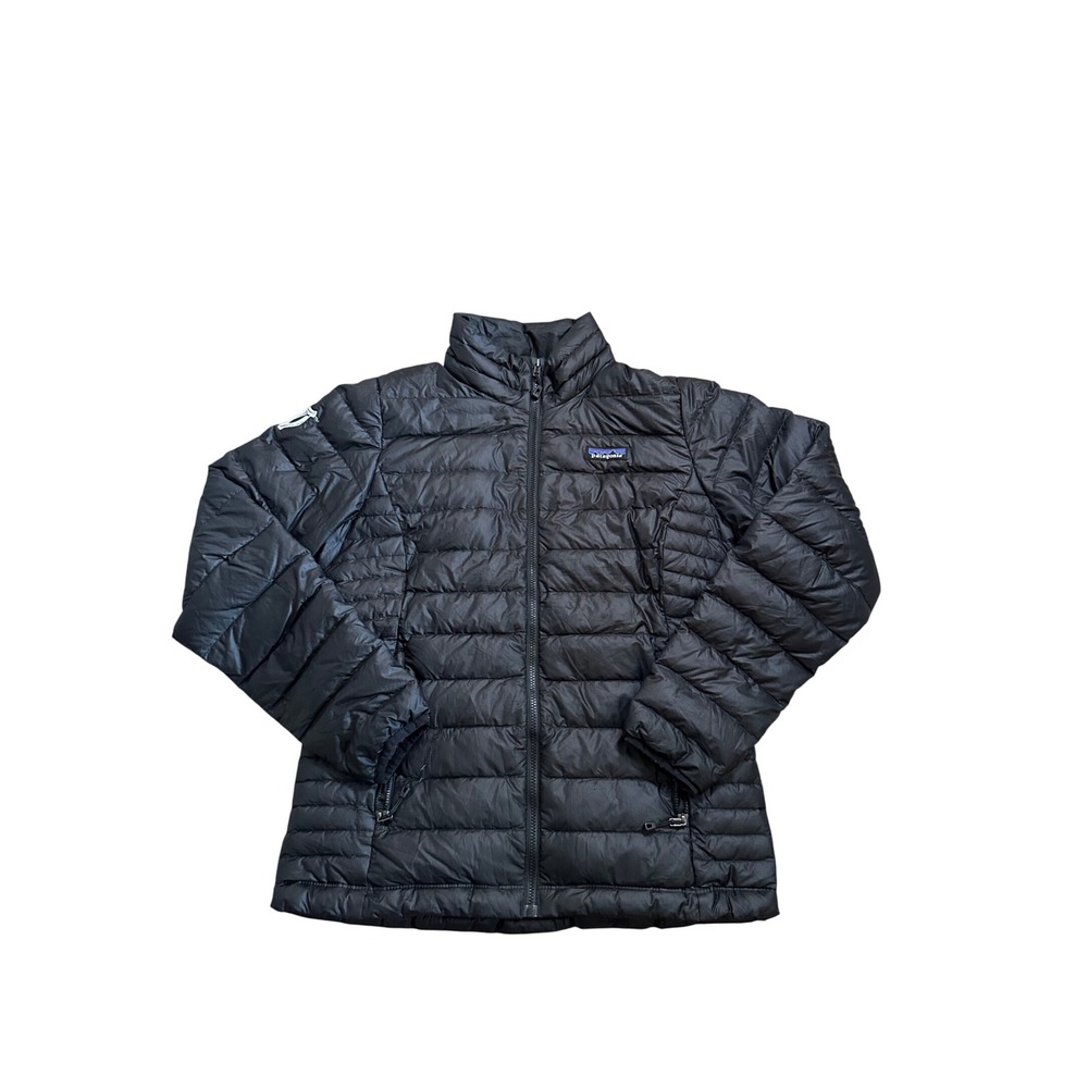 Patagonia Womens Down Sweater Jacket Black Guinness Logo 84683 FA19 Small